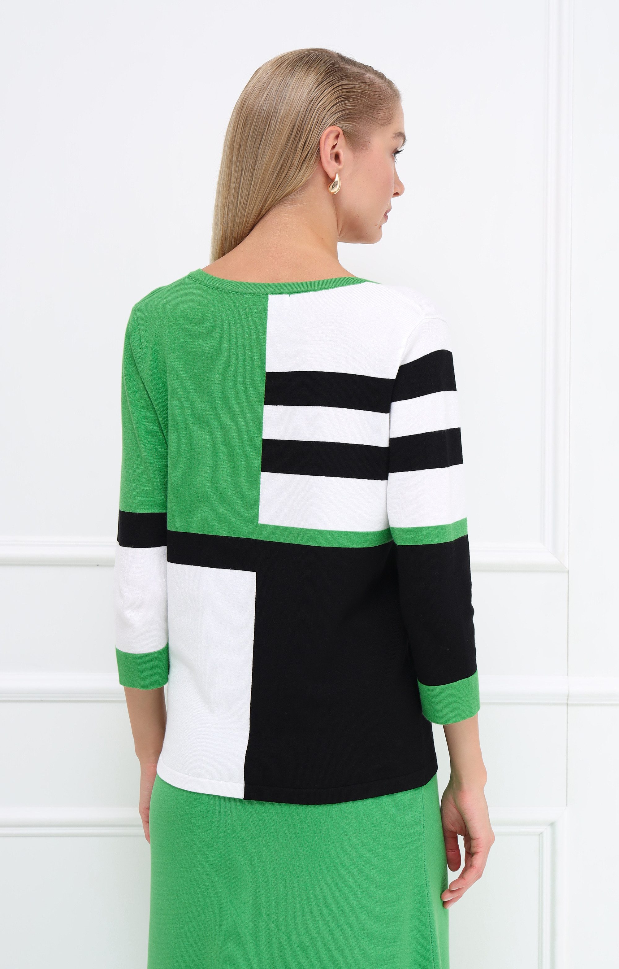 Passioni Strickpullover im Color Block-Design mit Strassdetails