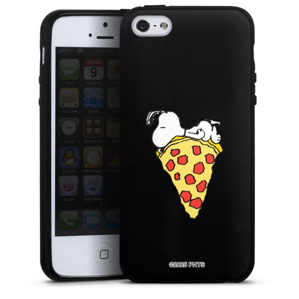 DeinDesign Handyhülle Peanuts Pizza Snoopy Snoopy Pizza Transparent, Apple iPhone 5 Silikon Hülle Bumper Case Handy Schutzhülle