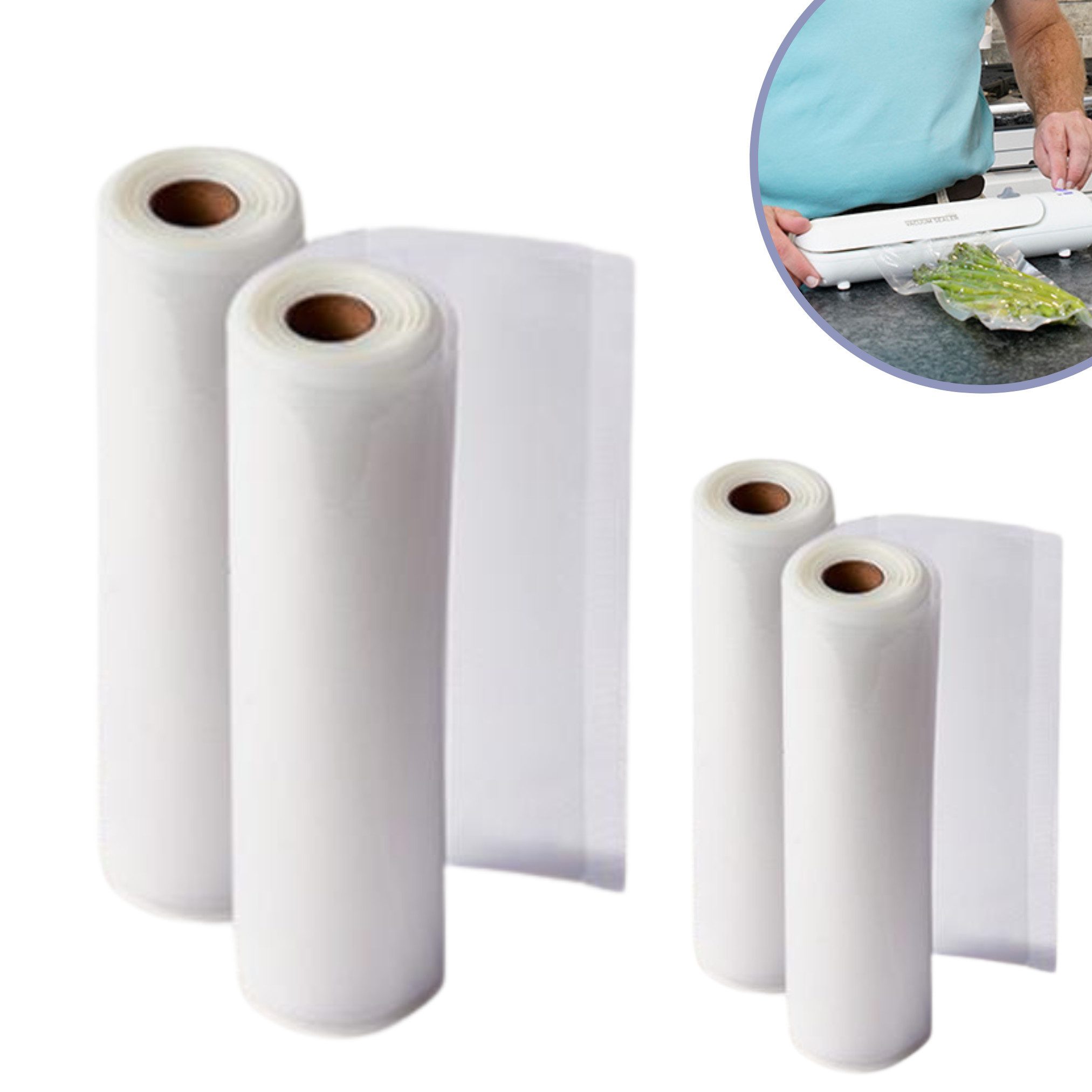 Starlyf Vakuumier-Folienrollen Vacuum Sealer Rollen, Zubehör für Starlyf Vakuumierer Vacuum Sealer, Beutelrolle 2er Set - 2 Rollen je 17 cm x 5 m