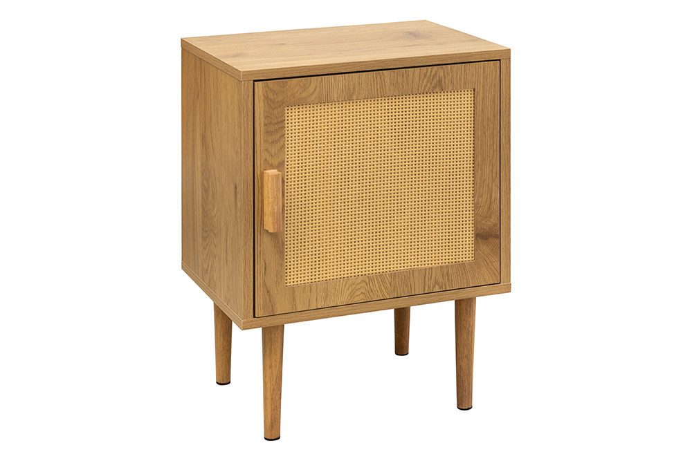riess-ambiente Nachttisch VIENNA 60cm natur - Rattan Geflecht, mit Stauraum, Holzoptik, eckig (Einzelartikel, 1-St), Retro-Beistelltisch - ideal für Boho-Schlafzimmer und Wohnbereiche