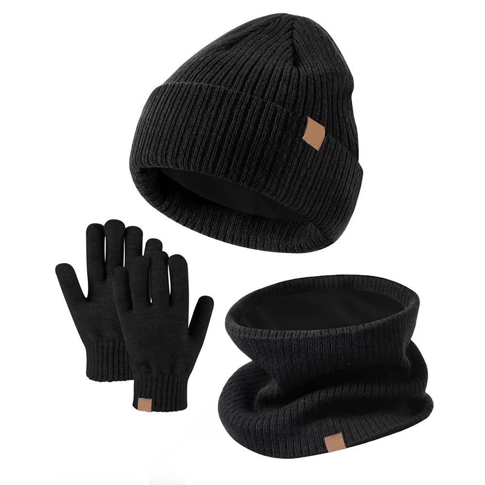 Coonoor Mütze & Schal 3 Stück Kinder Warme Wintermützen Handschuhe Schal Set