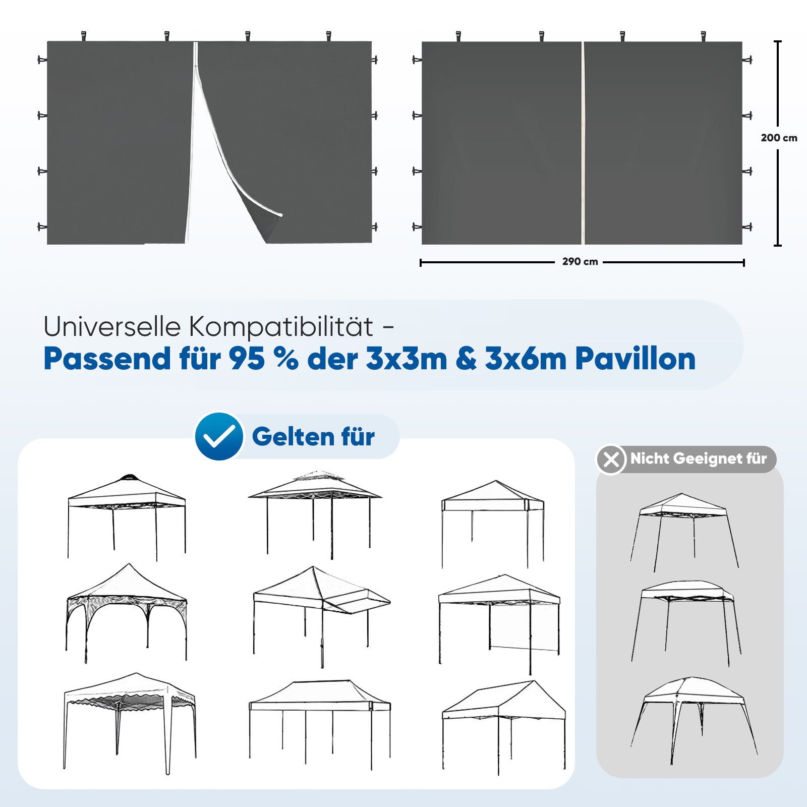 Sekey Pavillonseitenteil 2x Seitenwand Pavillon 3m günstig online kaufen