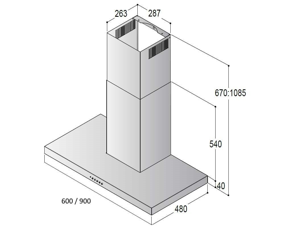 Baumann Kopffreihaube Mira 90 Mira 90, Dunstabzugshaube 90cm 90 633m³/h Inox