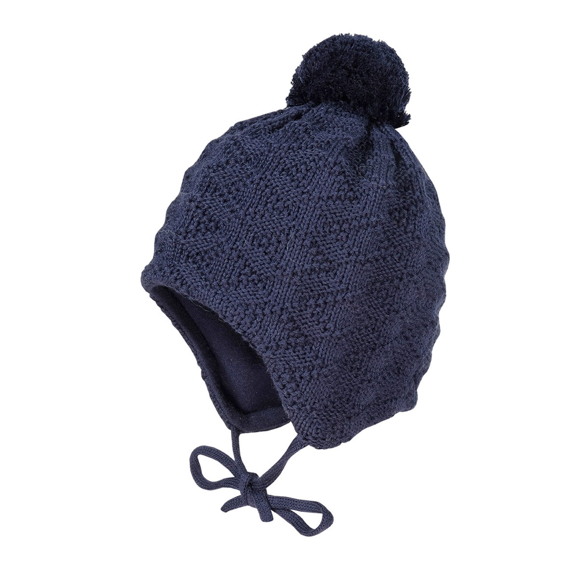 MAXIMO Strickmütze Wolle, gefüttert, zum Binden, mit Bommel
