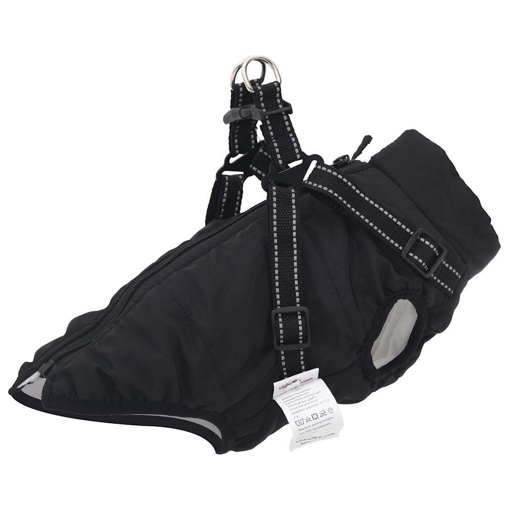 vidaXL Hundemantel l28 Hundemantel mit Geschirr Wasserdicht Reflektierend Schwarz M