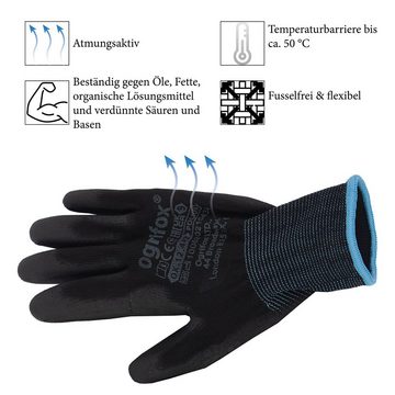 Midori Arbeitshandschuh-Set 12 Paar Montagehandschuh Schutzhandschuh Polyester, Polyurethan Beschichtet Schwarz Größe L (Nr.9)