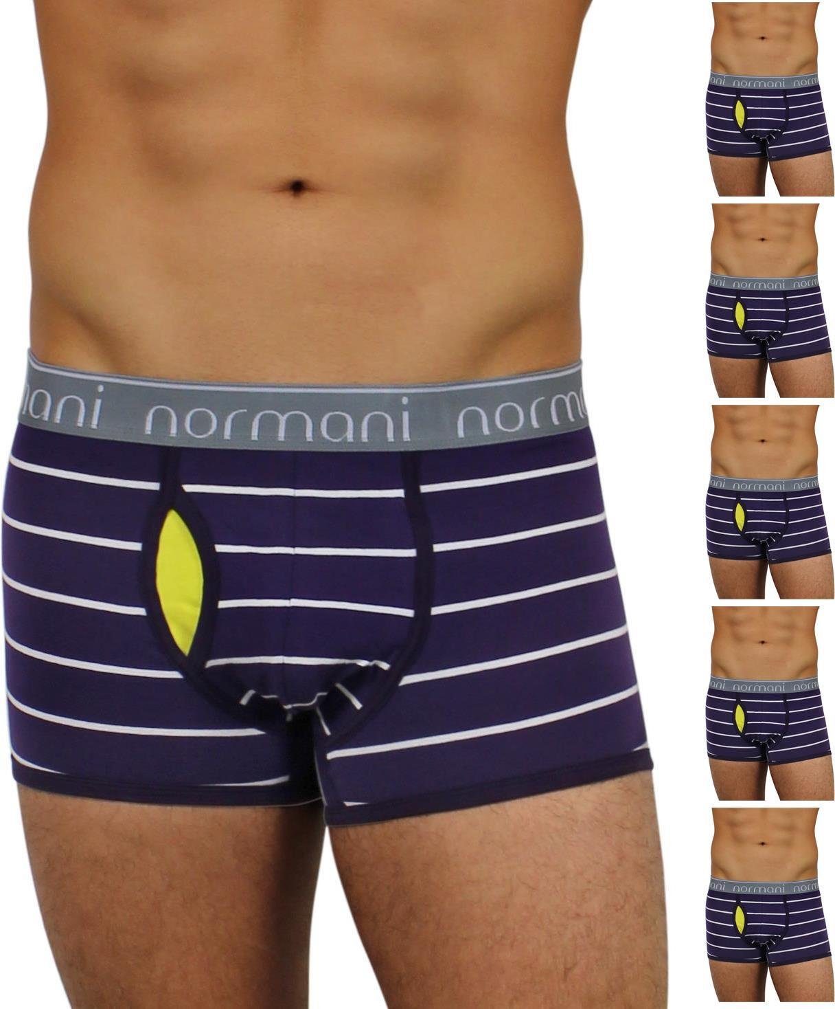 normani Retro Boxer Unterhose aus atmungsaktiver Baumwolle Purple Stripes