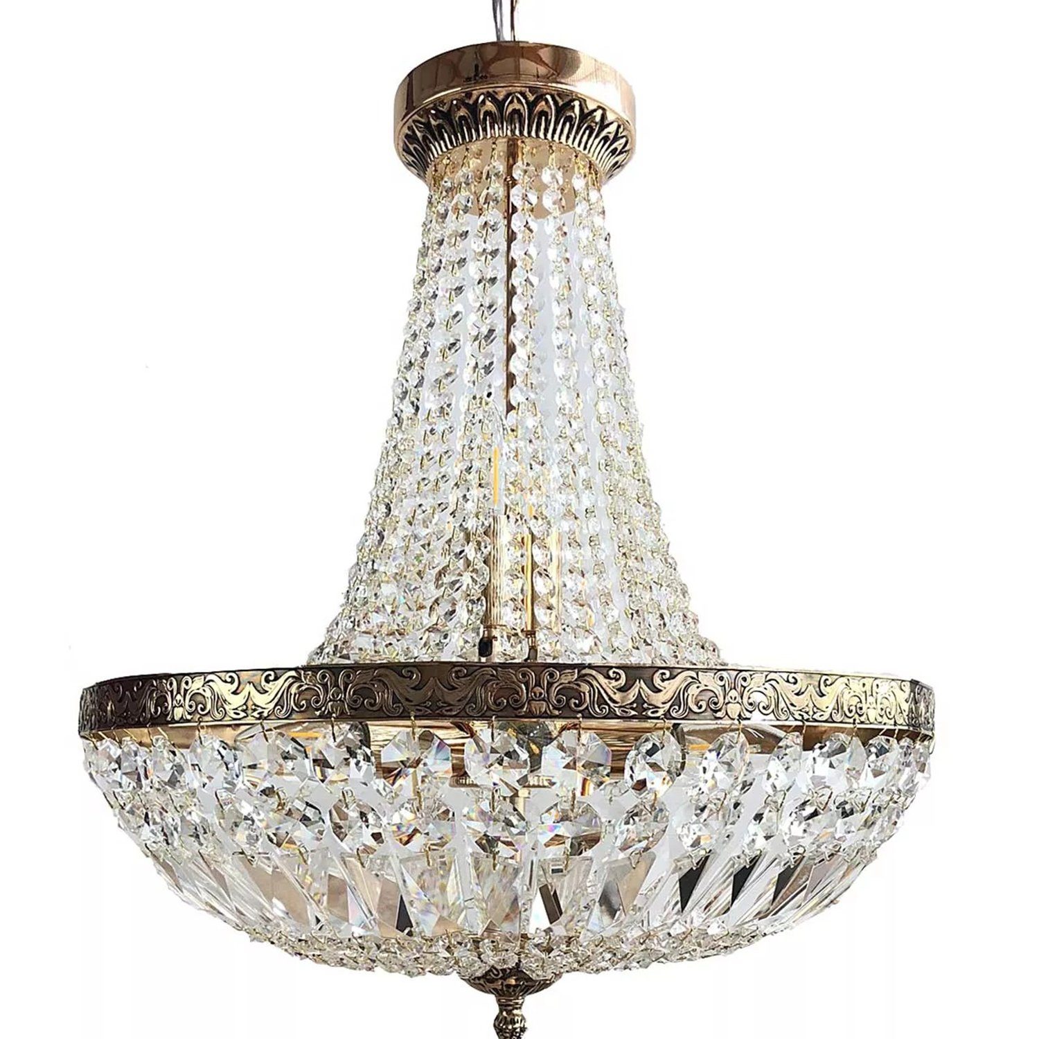 PGA-Lights Kronleuchter Kristall Korblüster SCHÖNBRUNN Antik Gold 8 Flammig Ø45cm