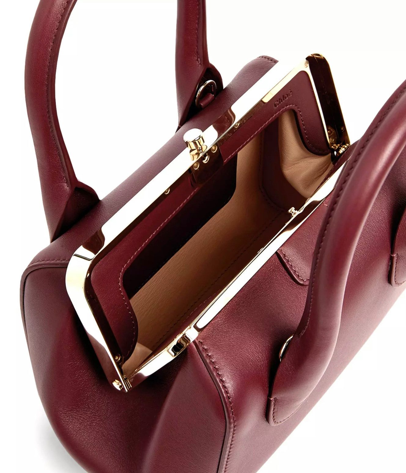 Chloé Umhängetasche Joyce Mini Frame Schultertasche Leder Tasche, Rahmenverschluss mit Push-Lock-System, Kalbsleder