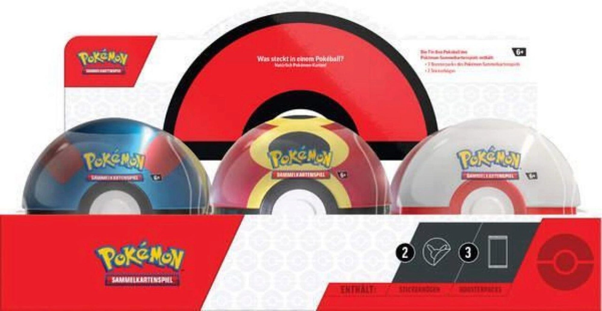 The Pokémon Company International Spiel Pokémon Pokéball Tin Herbst 2025 - 3 Booster + Sticker