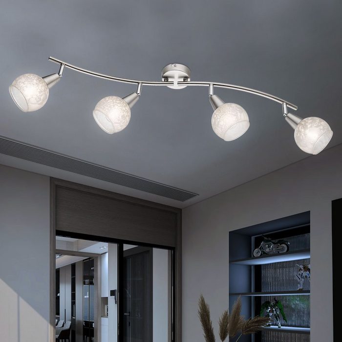 etc-shop LED Kugelleuchte Leuchtmittel nicht inklusive Deckenleuchte 4-flammig Metall silber Wohnzimmer Design