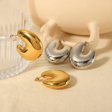 ENGELSINN Ohrring-Set Tropfen Ohrringe Globig Gold Edelstahl (2-tlg), inkl. Schmuckbox