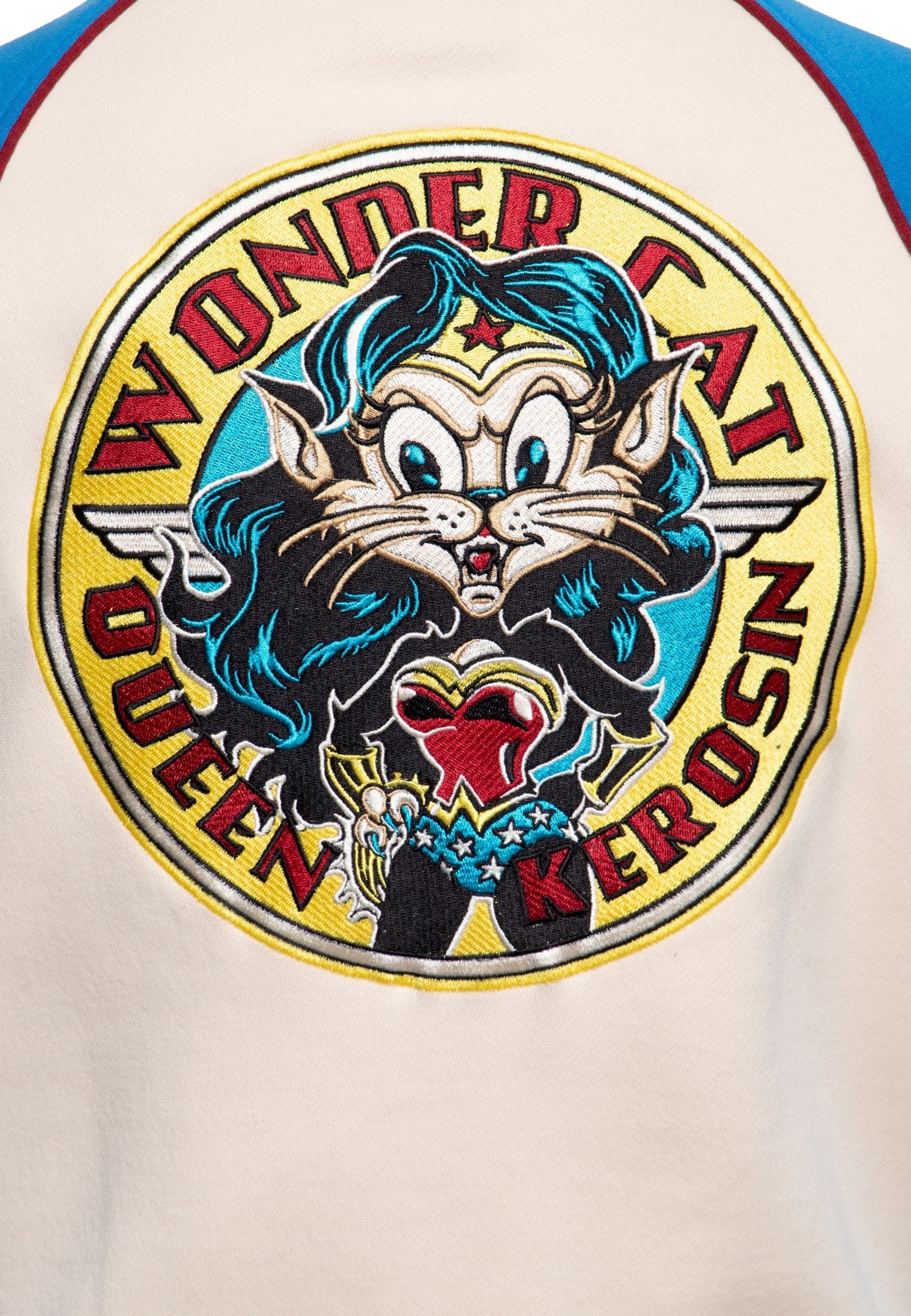 Wonder QueenKerosin Mit Comic-Art-Stickerei Collegejacke beige Cat