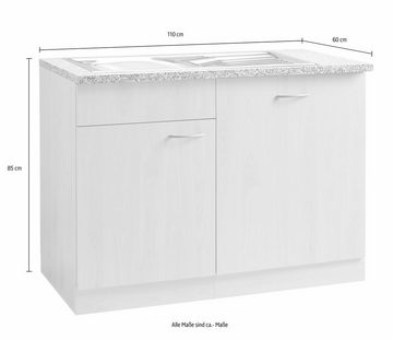 wiho Küchen Spülenschrank Kiel 110 cm breit, inkl. Tür/Griff/Sockel für Geschirrspüler