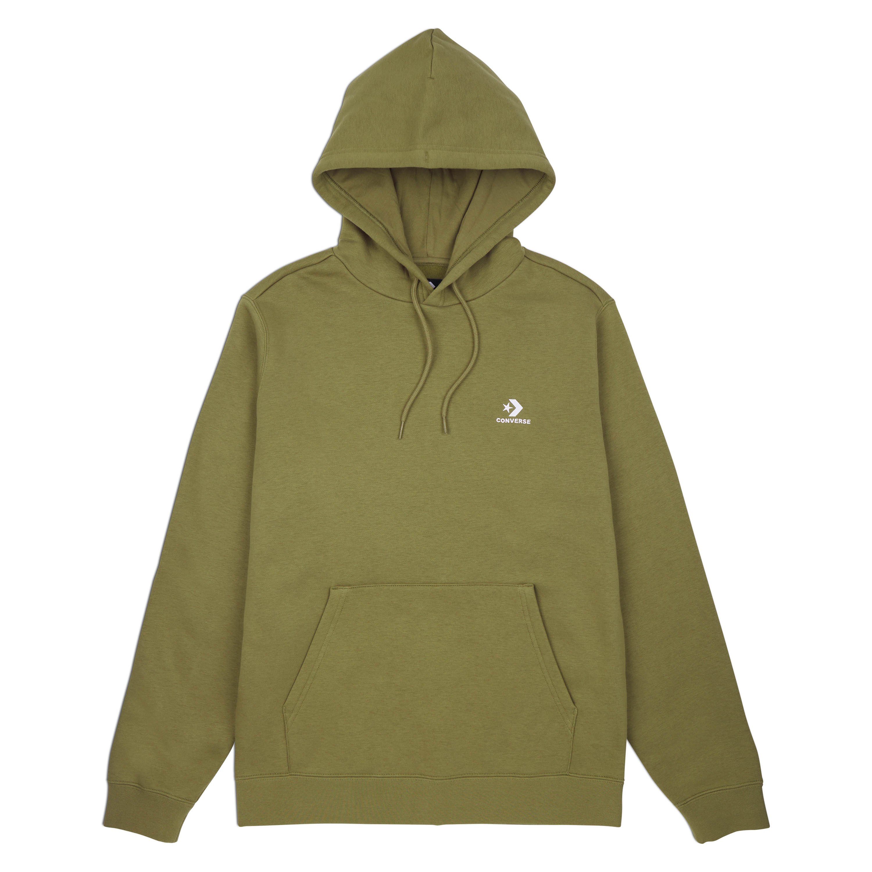 CHEVRON STAR Converse olive EMBROIDERED BACK Unisex (1-tlg) FLEECE BRUSHED HOODIE Kapuzensweatshirt