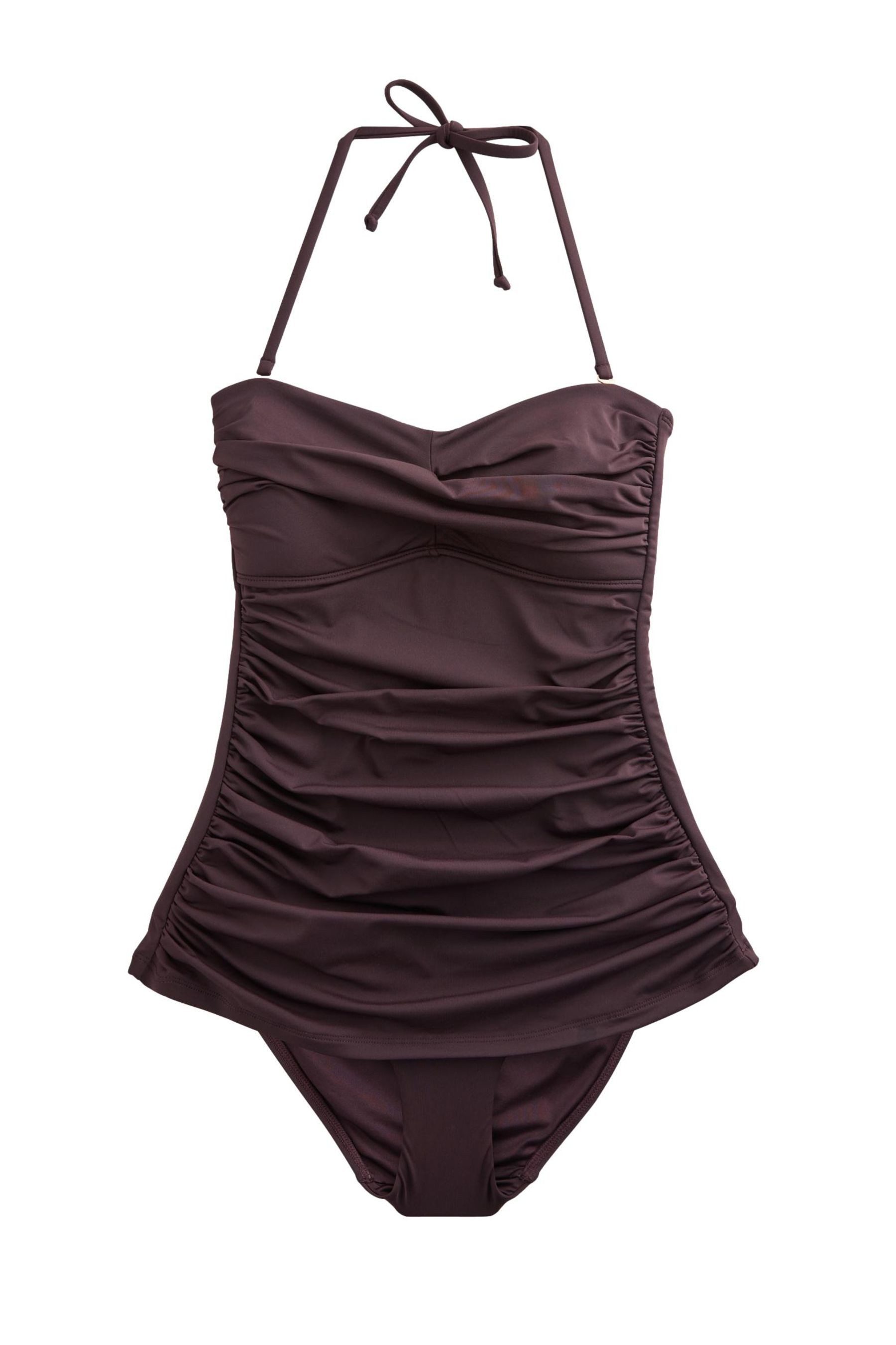 Badeanzug Bauchformender Bandeau-Badeanzug mit Raffung