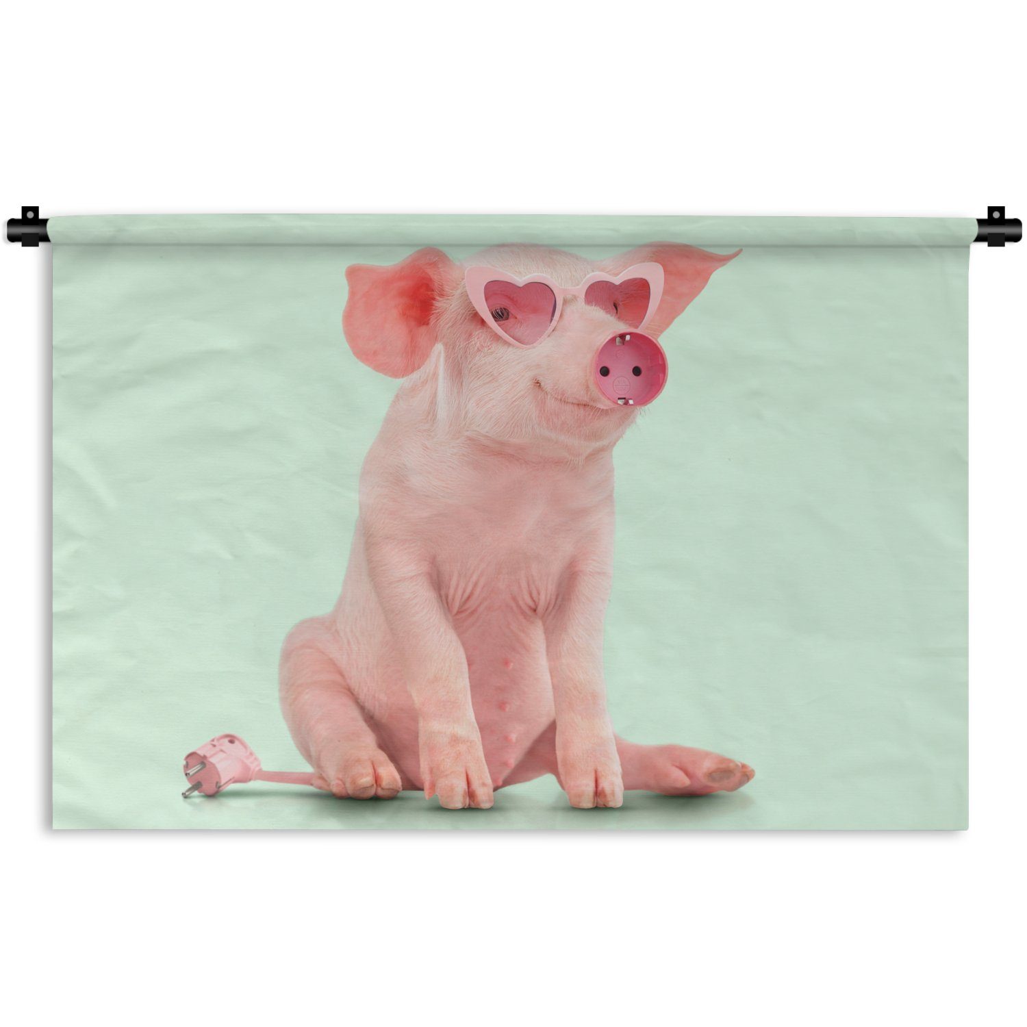 MuchoWow Wanddekoobjekt Schwein - - Brille Wanddeko für Sockel Tiere, - Wandbehang, Kleid, Kinderzimmer Rosa Schlafzimmer, Wohnzimmer, 