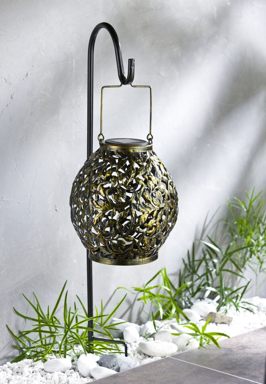 BURI Blumentopf LED Solar Gartendeko Blumenkasten Laterne Solarleuchte Lichterkette