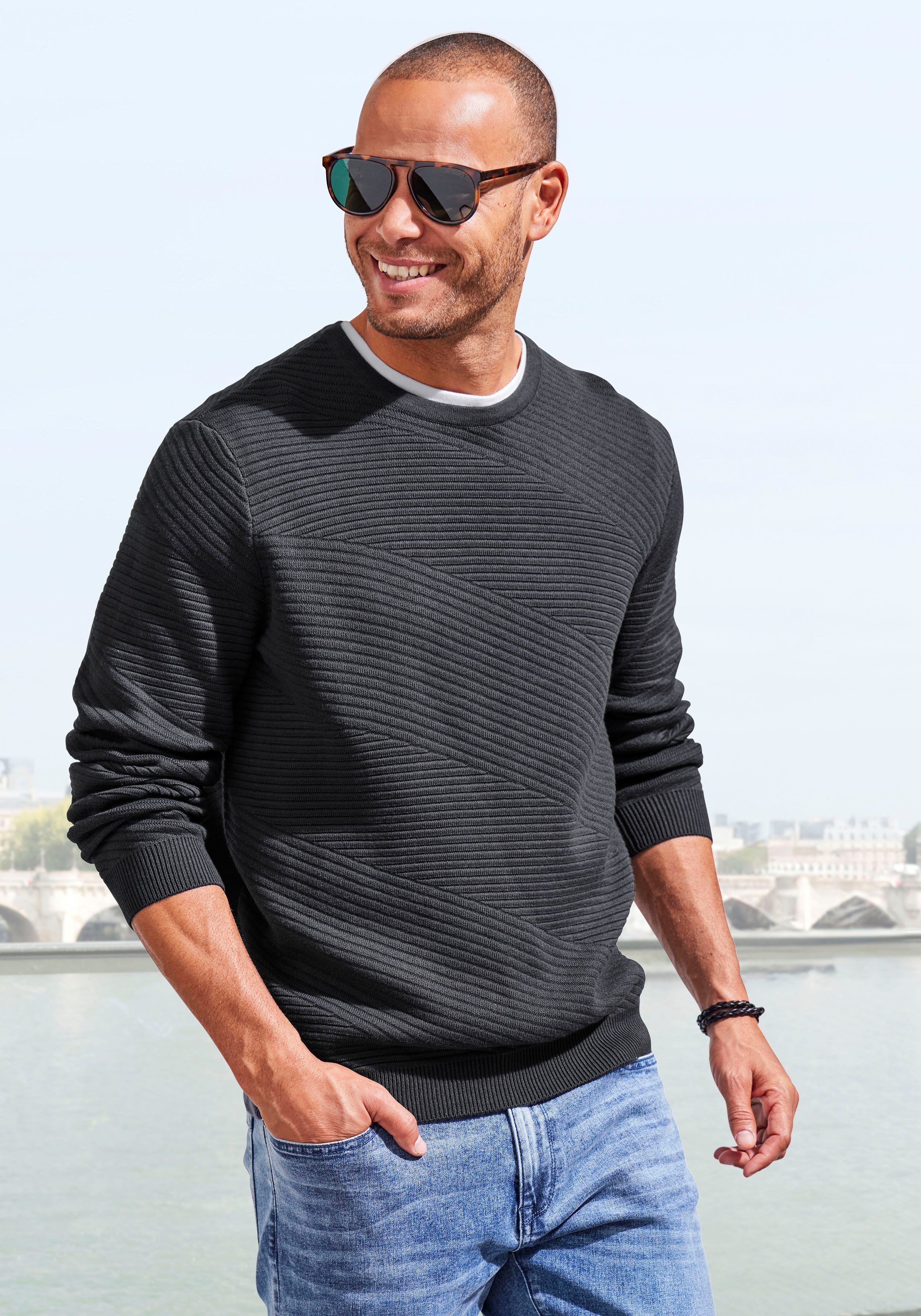 John Devin Strickpullover Pullover aus weichem Strukturstrick