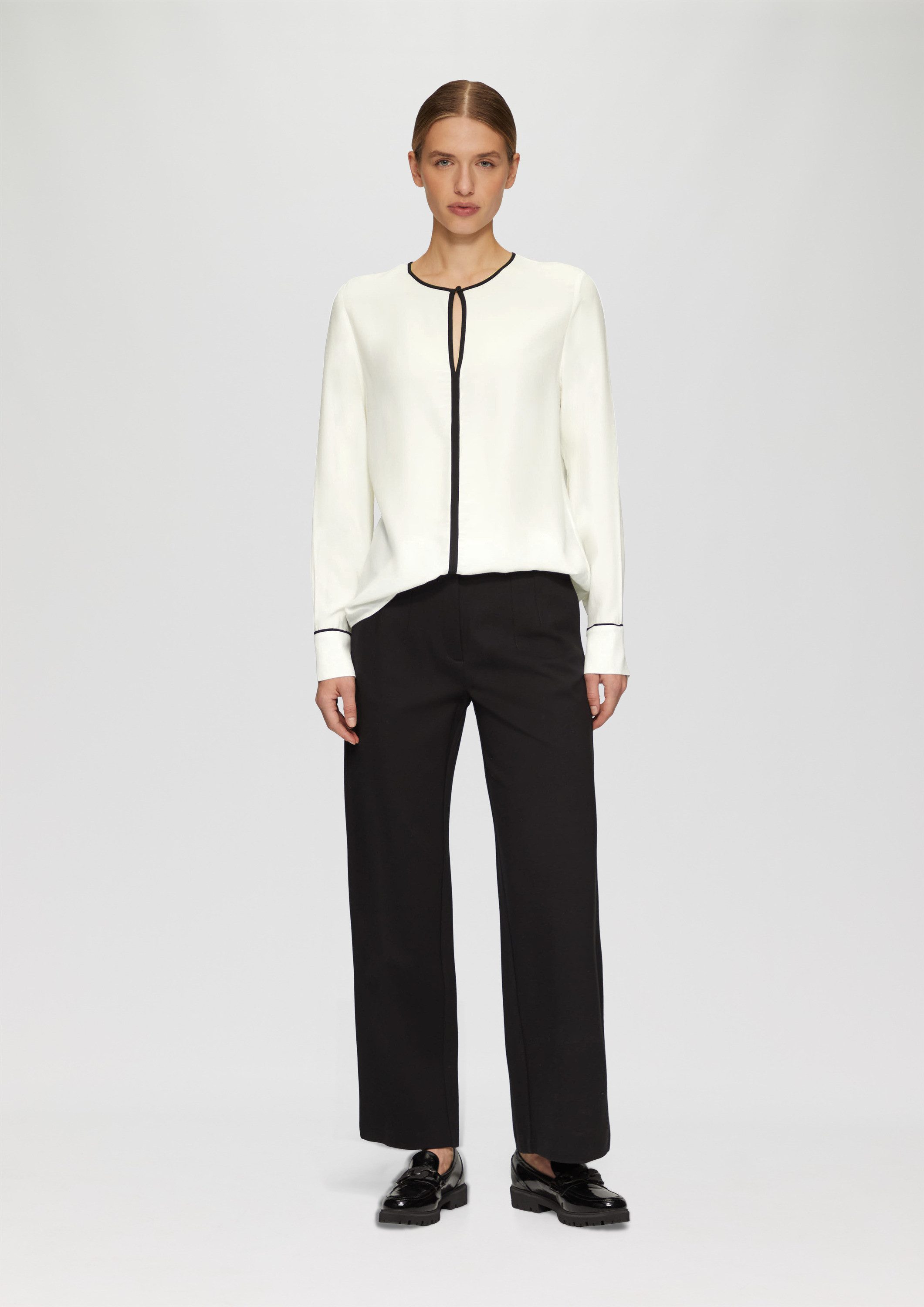 s.Oliver Langarmbluse Bluse Viskosebluse mit Kontrastdetails