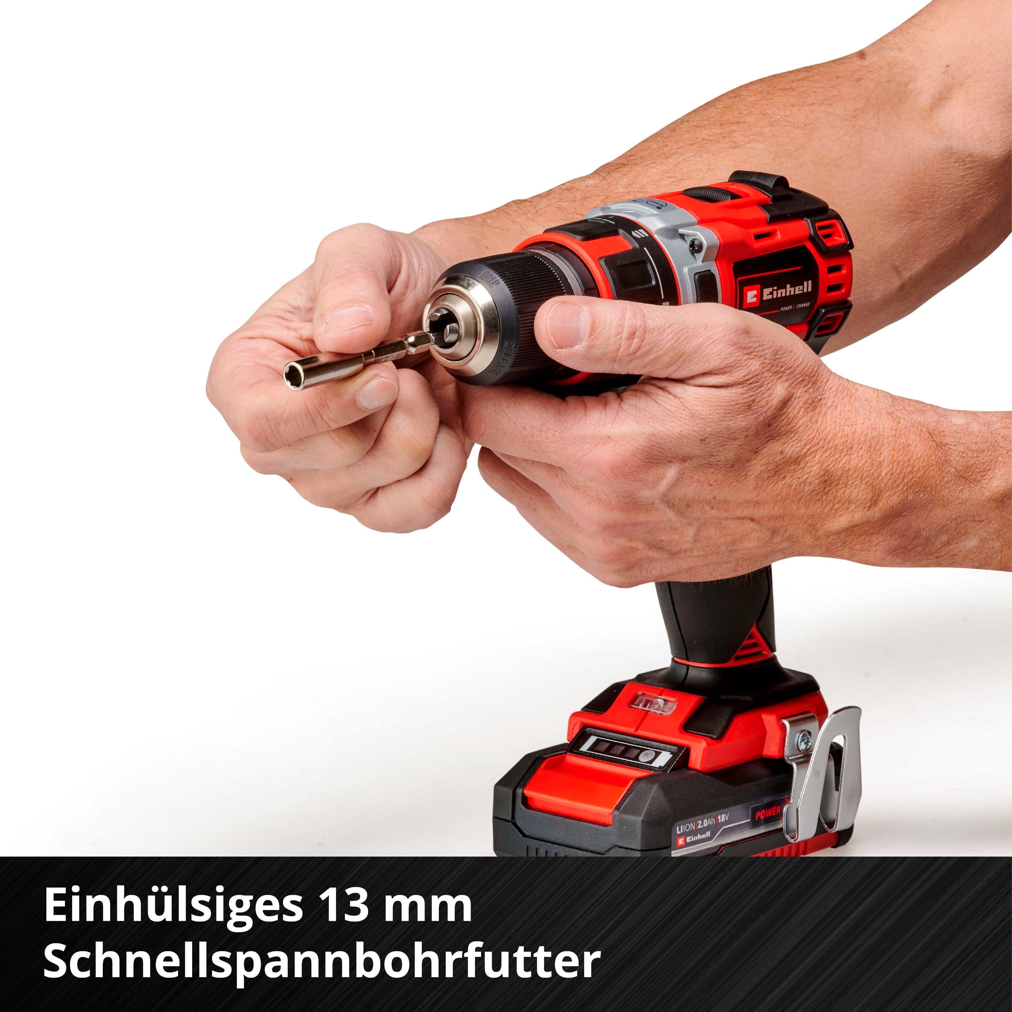 Einhell Akku-Bohrschrauber TE-CD 18/50 BL, Akkus 2 Li und Ladegerät mit 18V/2,0Ah