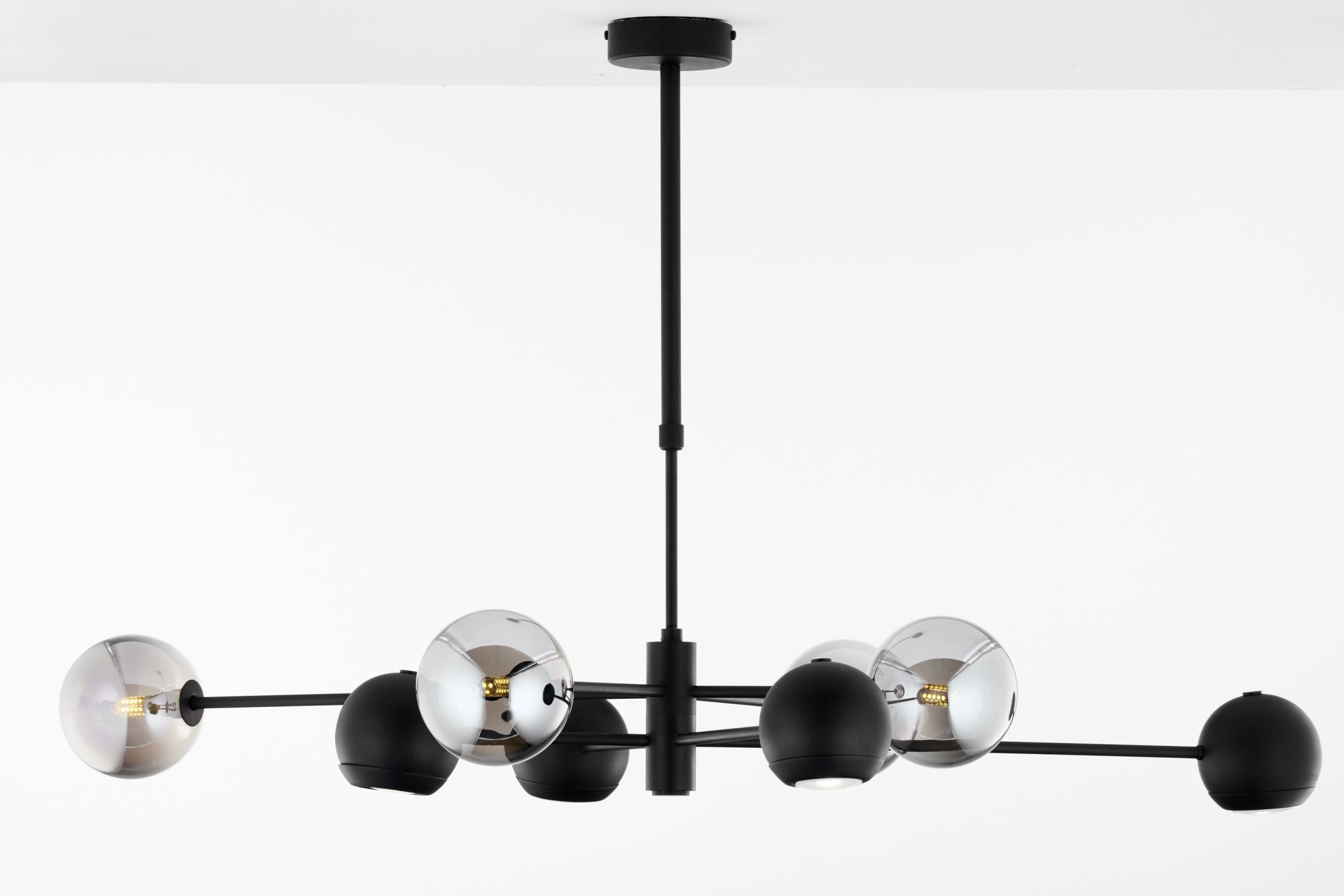 Licht-Erlebnisse Deckenleuchte ADRID, ohne Leuchtmittel, Metall Glas G9 Schwarz Chrom 4-flammig Kugel Schirm Modern