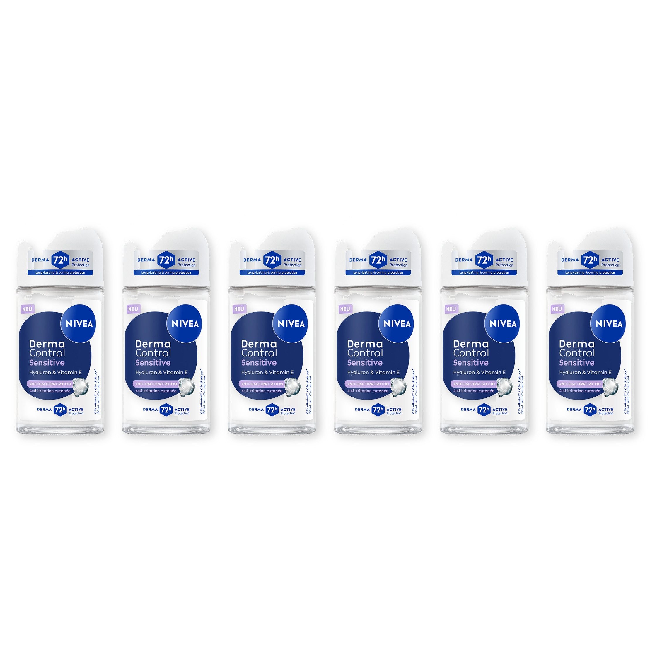 Nivea Deo-Roller Deodroant Derma Control Restore Roll-On 6 x 50ml, 6-tlg.