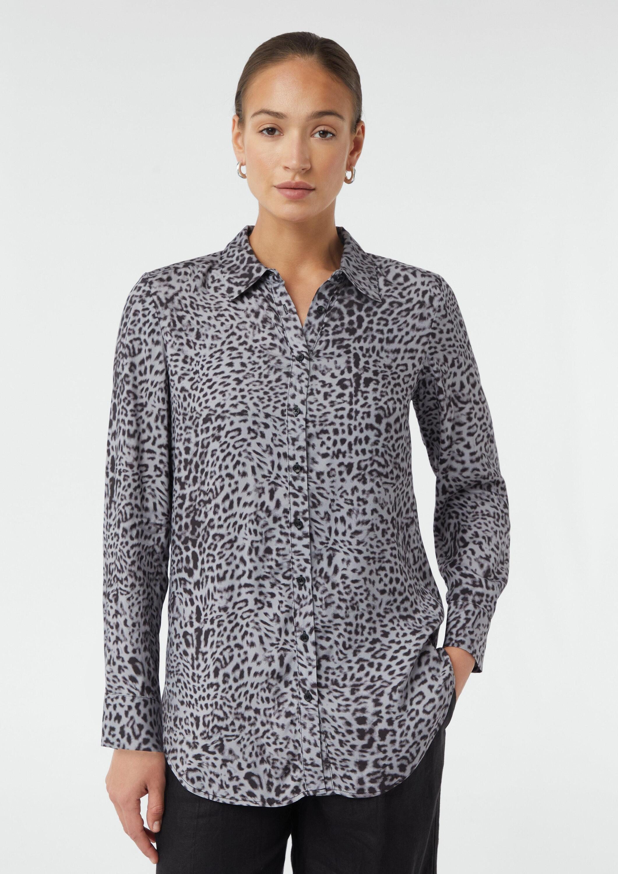 comma Langarmbluse Bluse Feine Longbluse mit Animalprint