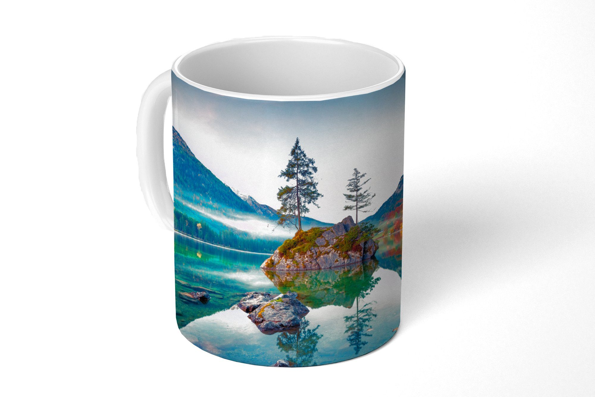 MuchoWow Tasse Berge - Teetasse, Keramik, See Teetasse, - Bäume Wasser, Becher, Kaffeetassen, - Natur - Geschenk