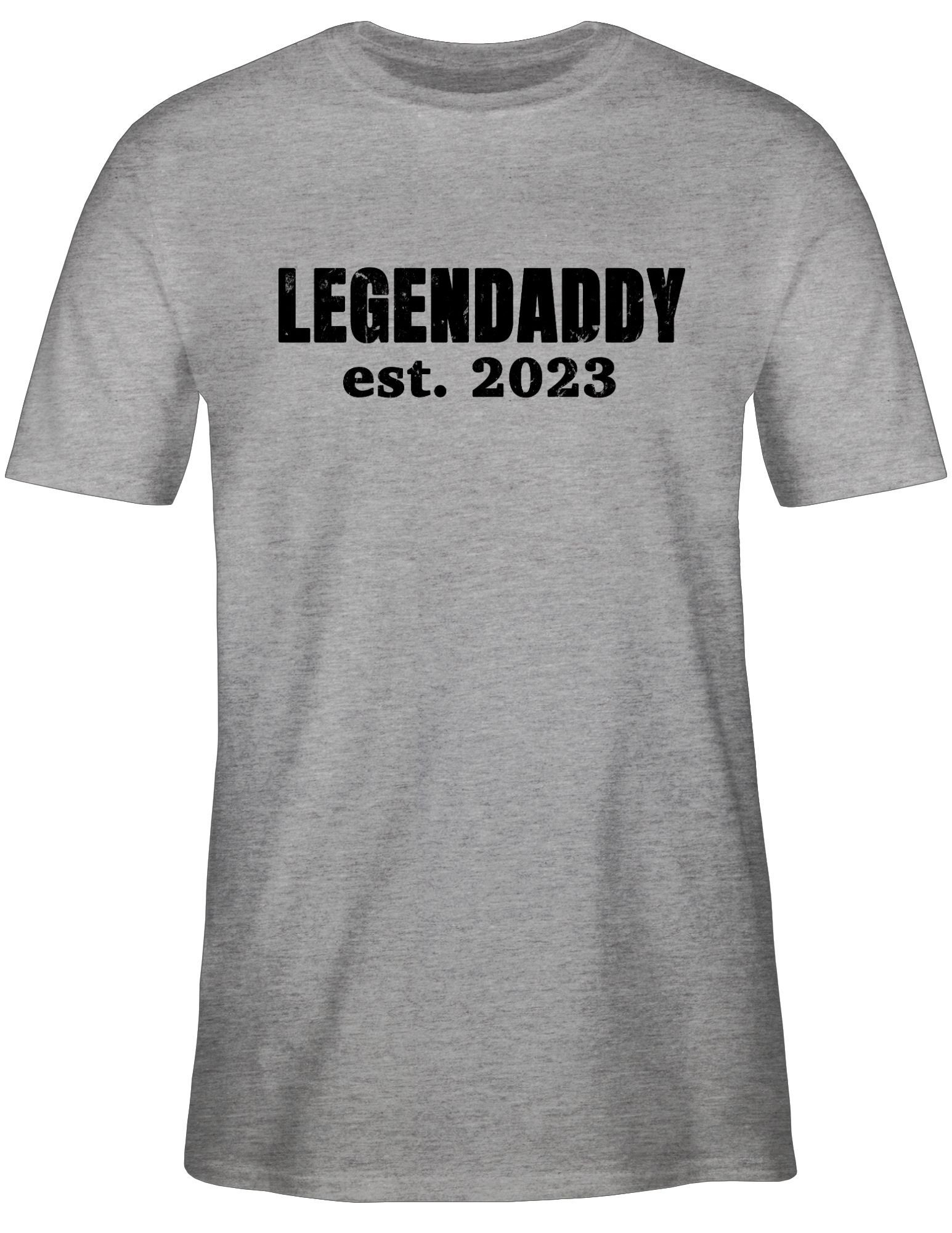Shirtracer T-Shirt Legendaddy est. Geschenk Papa Frischgebackenen Vater I für Grau Vatertag 3 meliert Papa Werdender 2023