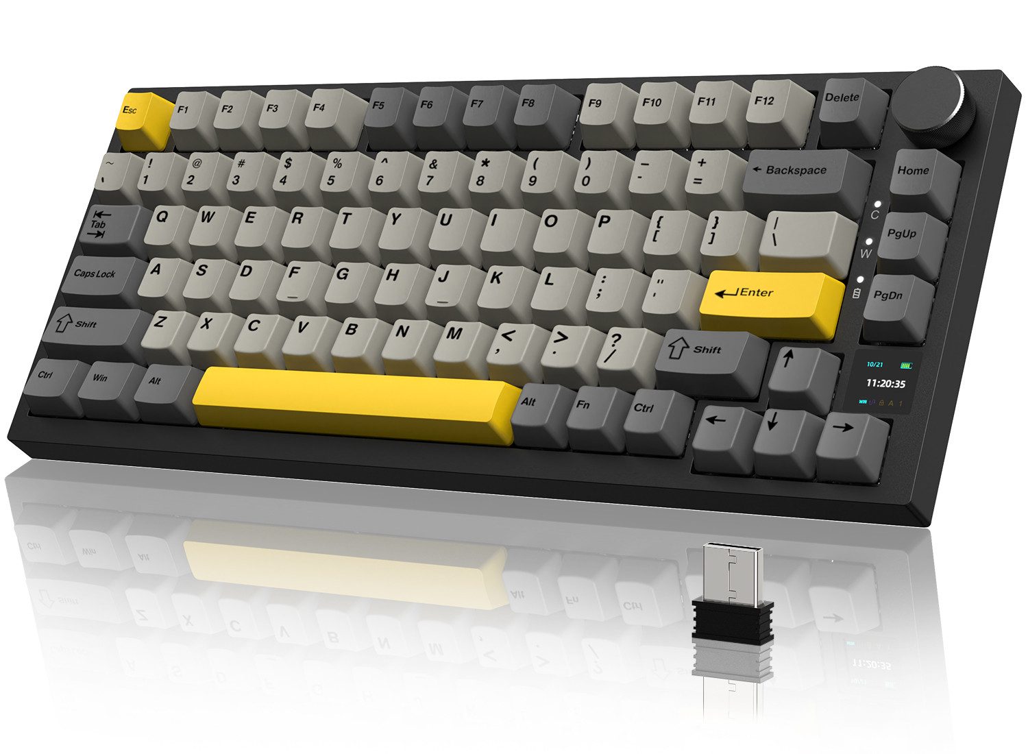 AJAZZ Ajazz AK820 Pro Gasket Mechanische Tastatur mit Kabel/kabellos Gaming-Tastatur (TFT Bildschirm, beleuchtet RGB, Schalldümpfende Foam für Win/Mac/PC)