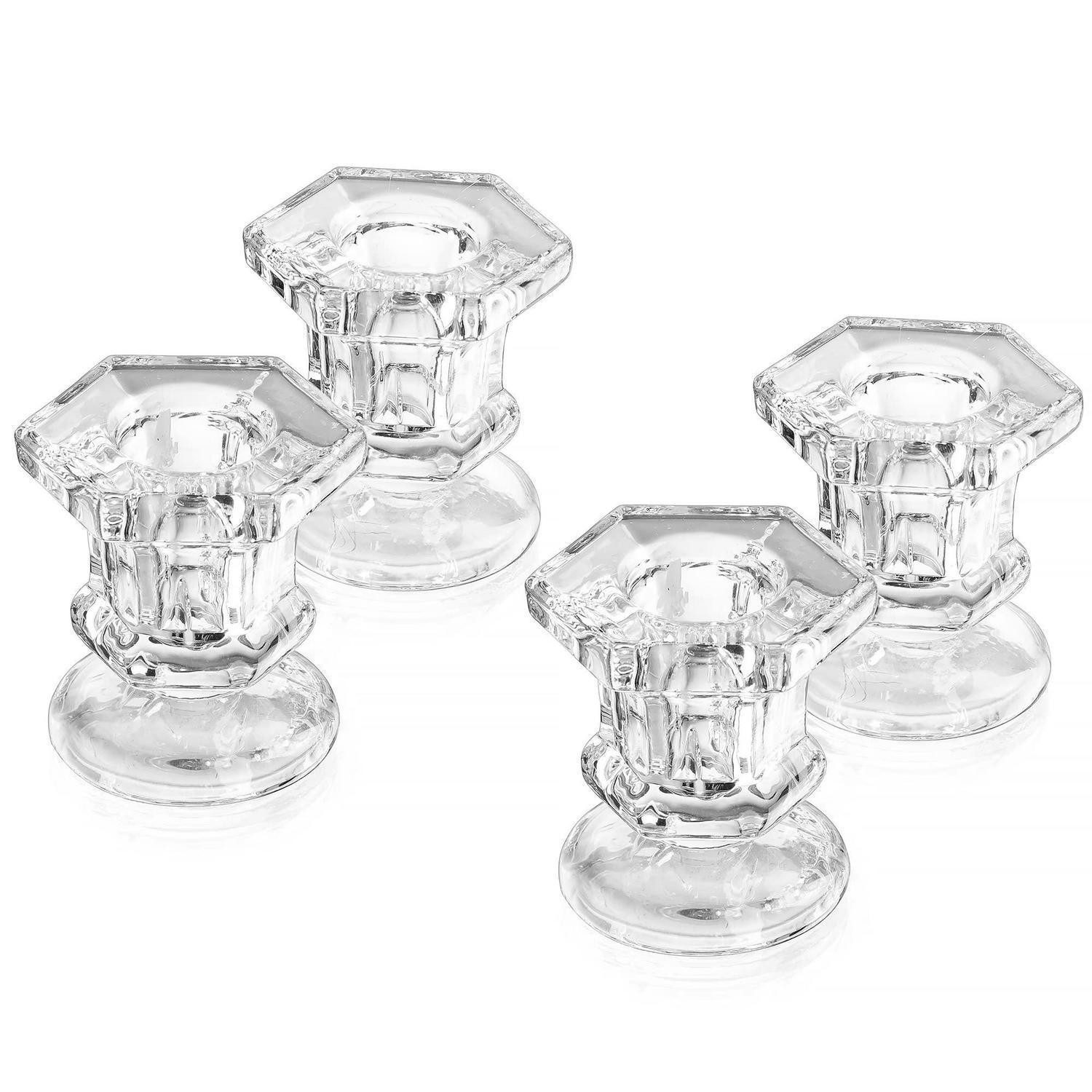 LuxusKollektion Tischkerzenhalter Kerzenständer Glas transparent 4er Set (4 St)