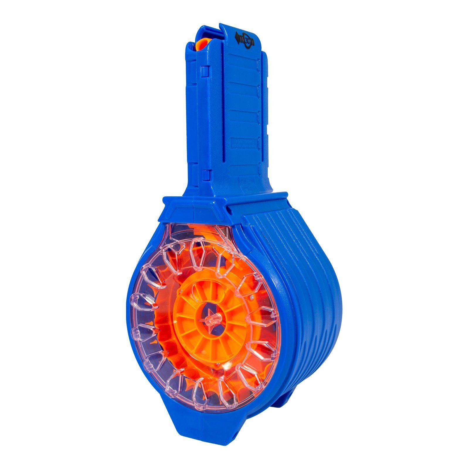 Blasterparts Blaster 30er Trommelmagazin - für NERF & Dartblaster, Großes symmetrisches Trommelmagazin für 30 Darts mit Darts