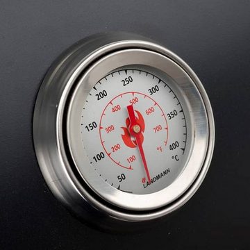 LANDMANN Holzkohlegrill Holzkohlegrill Thermostat im Deckel 2-tlg Grillrost 44x36cm