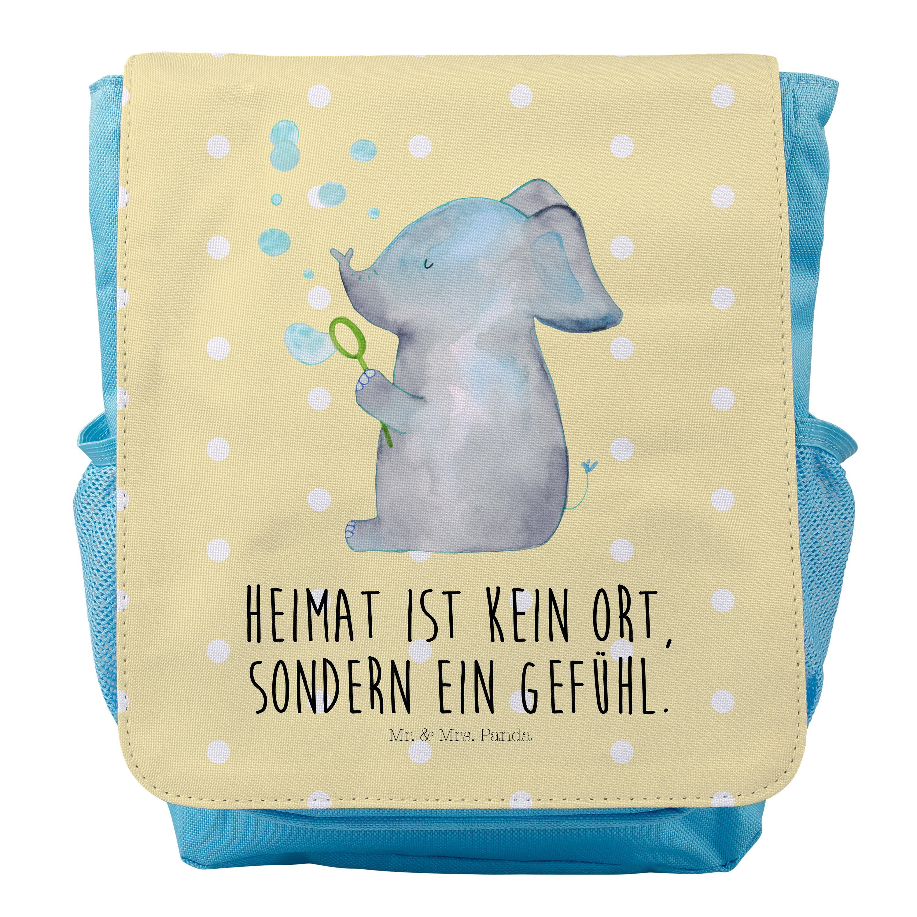 Mr. & Mrs. Panda Kinderrucksack Jungen Elefant Seifenblasen - Gelb Pastell - Geschenk, Rucksack, Gute