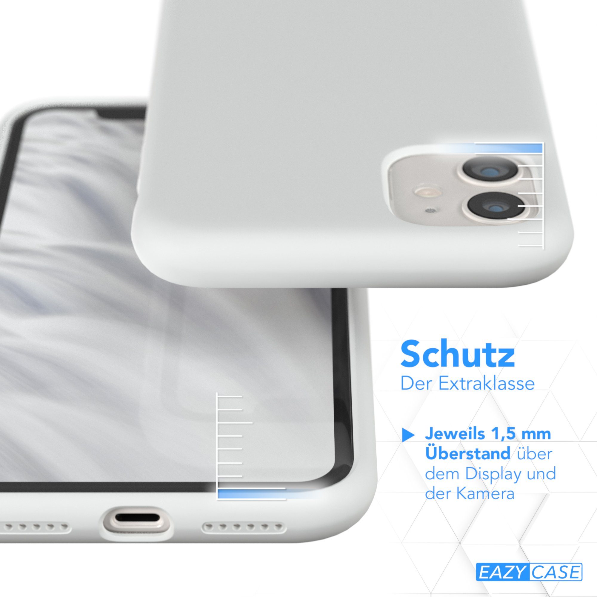 EAZY CASE Handyhülle Premium Silikon Case für Apple iPhone 11 6,1 Zoll, Silikon Schutzhülle mit Kameraschutz kratzfest Handy Softcase Weiß