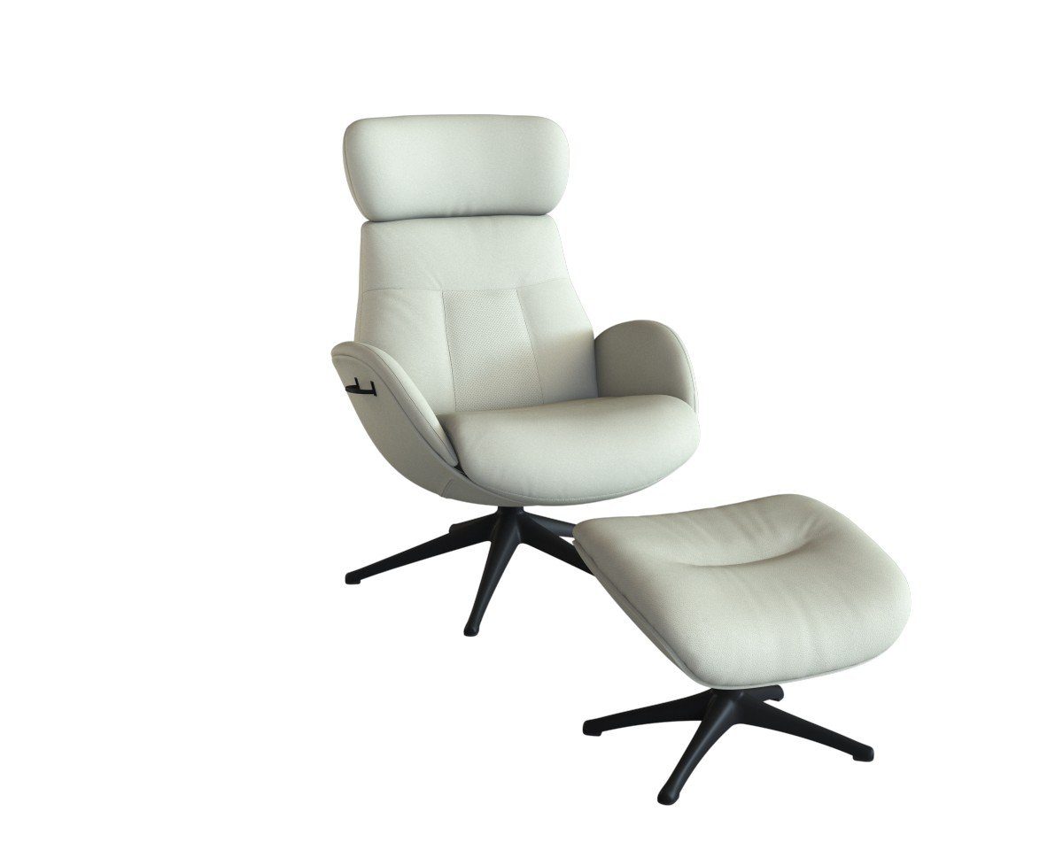 FLEXLUX Relaxsessel Elegant, Funktionssessel, verstellbarer Rücken- und Kopfstütze, Premium Komfort, Rücken- & Kopfteilverstellung, drehbar, Fuß schwarz