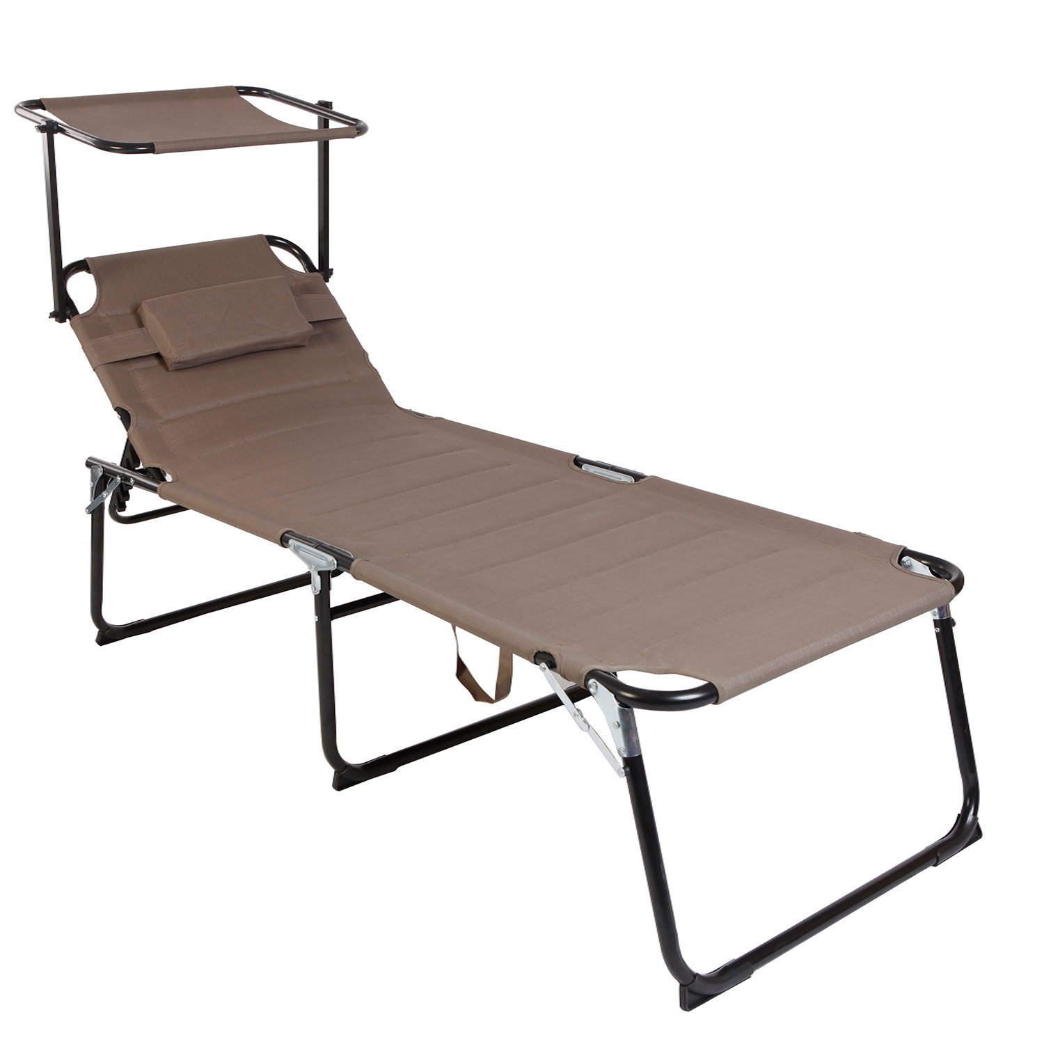 Mojawo Doppelliege XXL Aluminium Gartenliege taupe mit Dach L200xB70cm