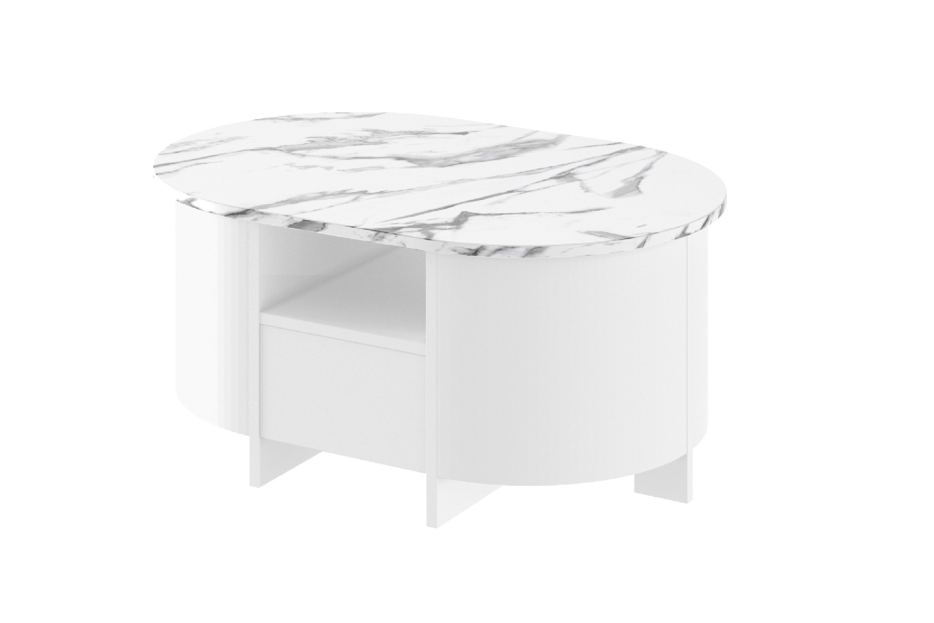 designimpex Couchtisch Design Couchtisch HCL-111 Oval Schublade Hochglanz Wohnzimmer Tisch