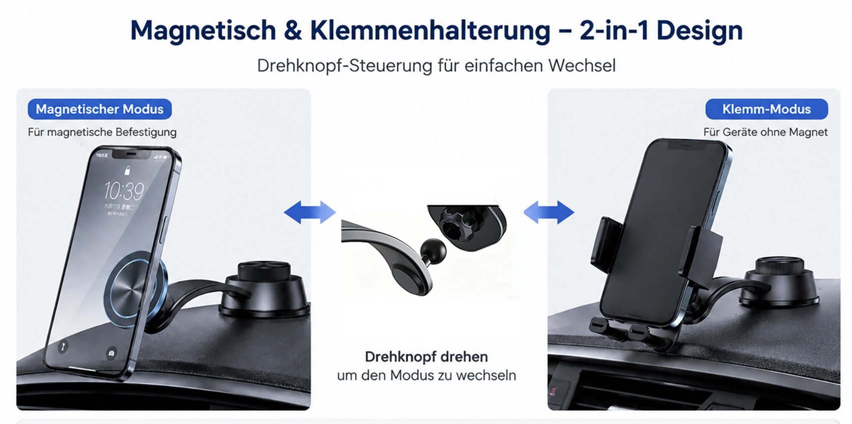 OYLCDI Smartphone-Halterung 2 in1 Magnetische Handyhalterung Auto,MagSafe-kompatibel, (Magnet & Klemmhalterung, Memory-Metall Schwanenhals, Vibrationsfrei,1,8 k – Bild 2 von 5