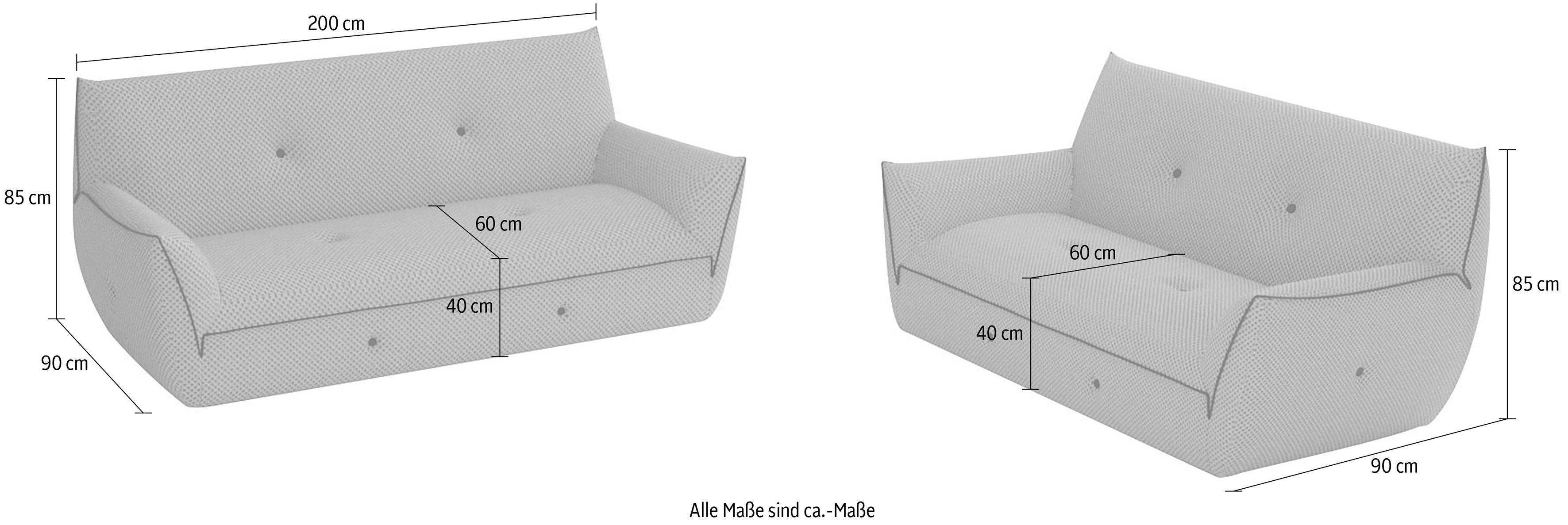 Egoitaliano Polstergarnitur Yuki, extravagantes Design und höchster Sitzkomfort, tolle Details, Set, bestehend aus einem 2,5- und einem 2-Sitzer, mit innovativen