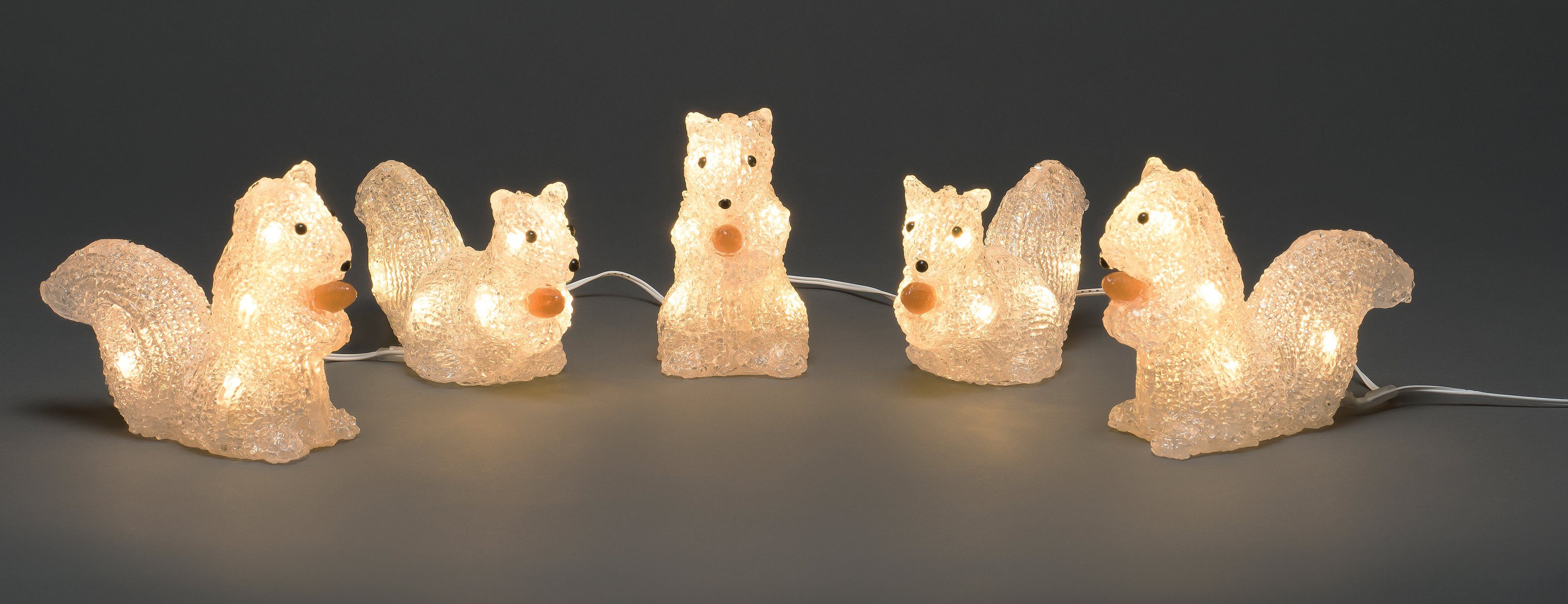 40 Dioden KONSTSMIDE Eichhörnchen, mit LED-Lichterkette aussen, Weihnachtsdeko warmweissen