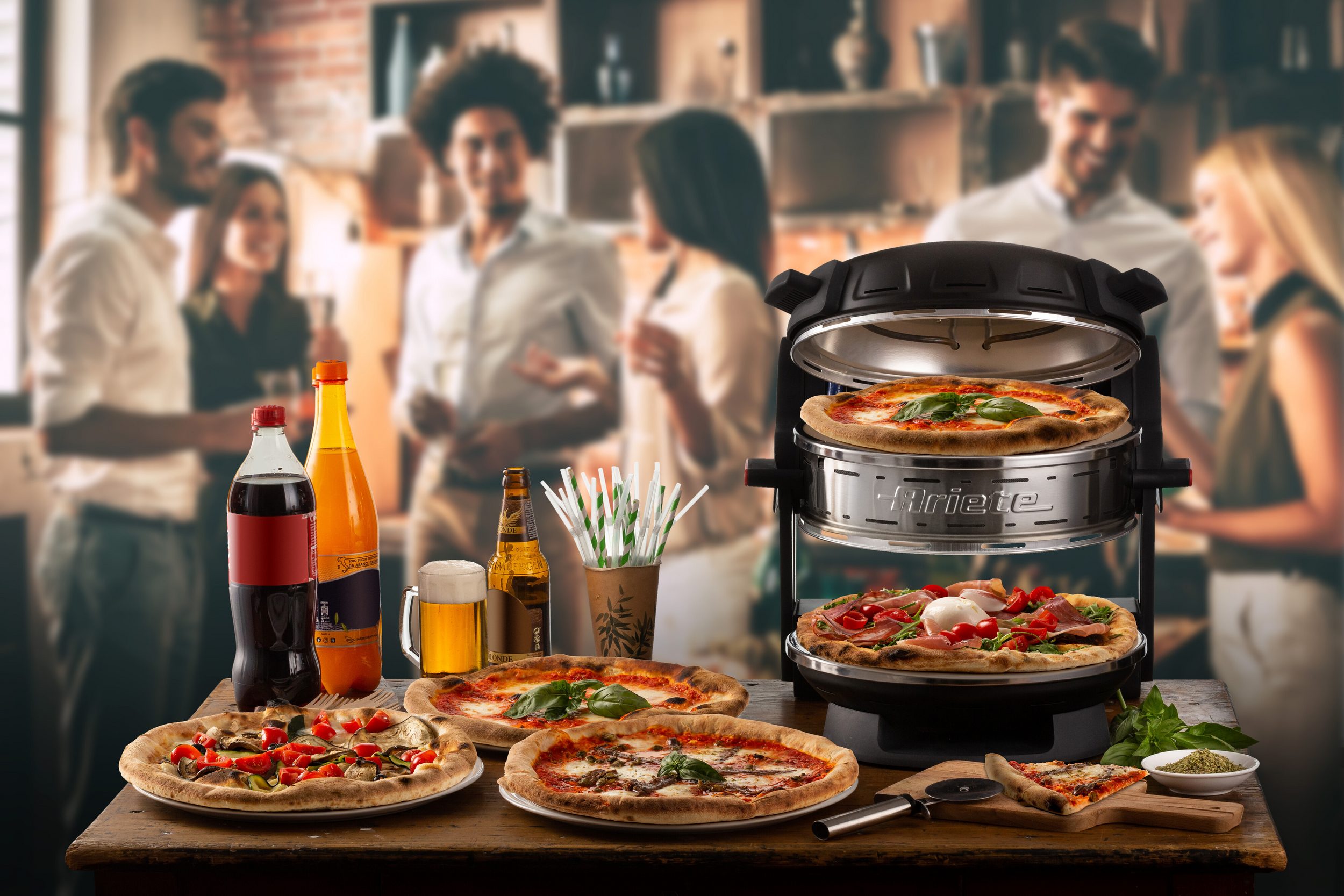 Ariete Pizzaofen 927S Doppelpizzaofen für 2 Pizzen gleichzeitig, schwarz