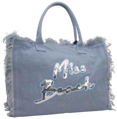 Miss Beach Strandtasche - Badetasche mit Reißverschluss - Shopper aus Canvas - 29 Liter