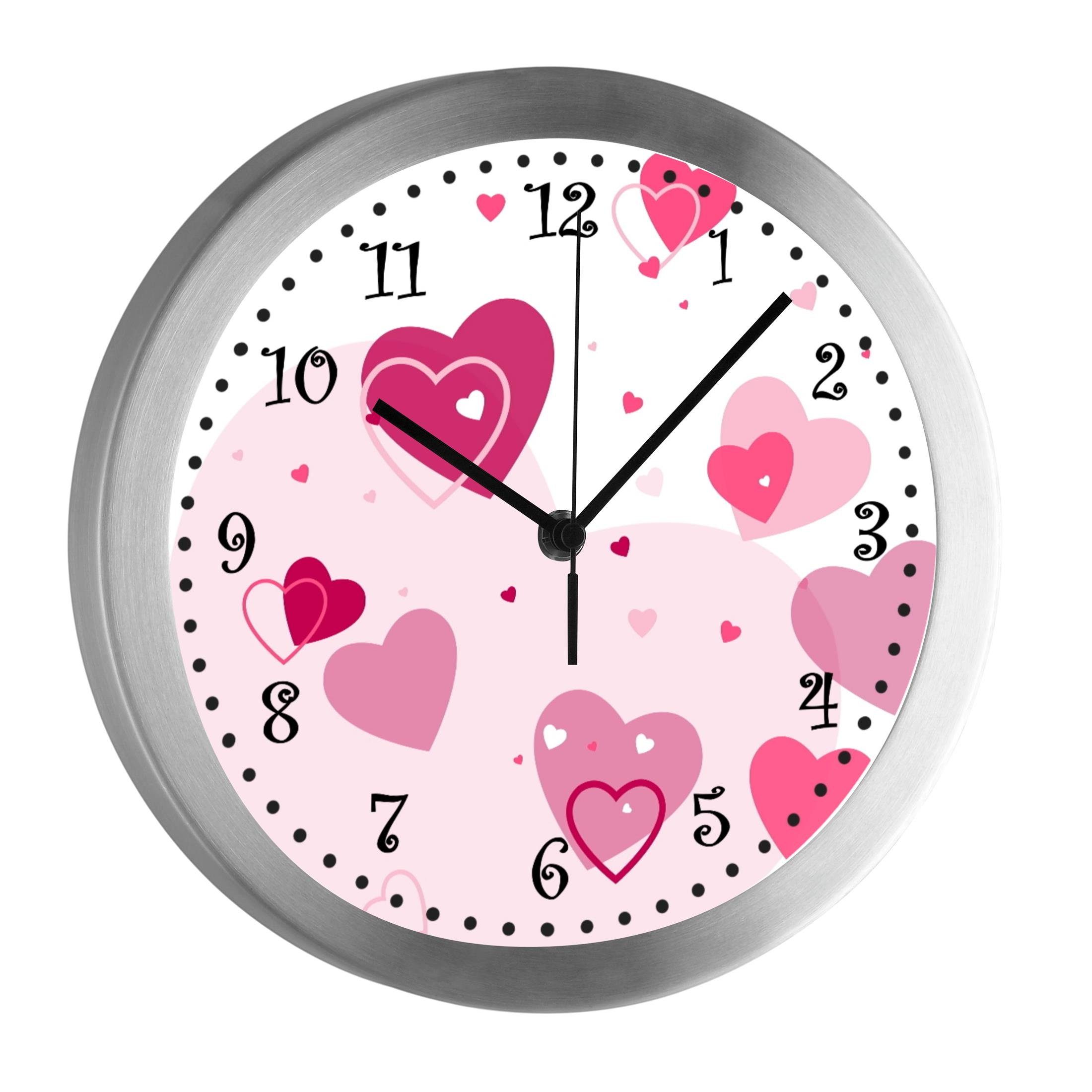 CreaDesign Funkwanduhr Funkuhr, Kinder Wanduhr, Kinderuhr, Kinderzimmer Herz rosa (geräuscharmes Uhrwerk)