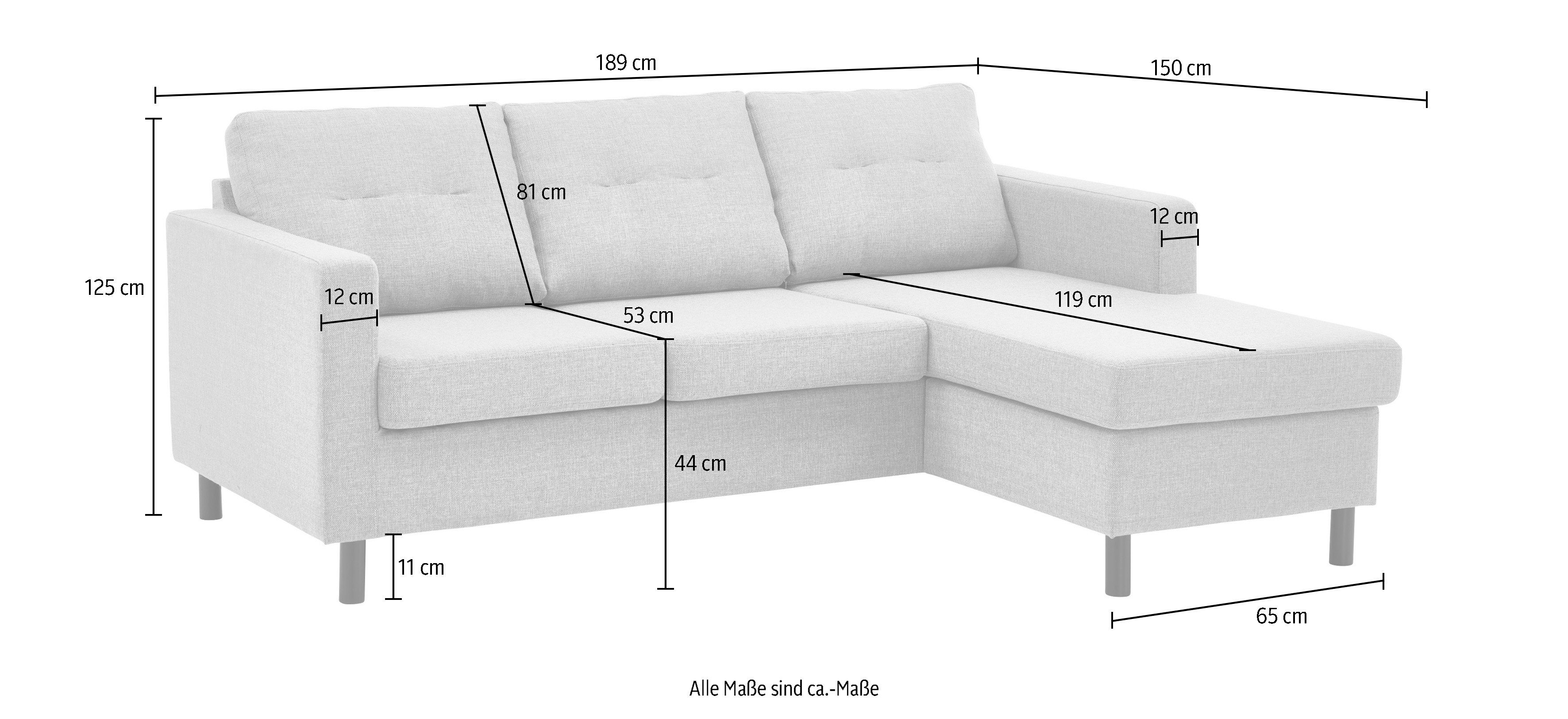 montierbar stellbar frei home beidseitig im und Ecksofa, ATLANTIC collection Recamiere Ecksofa Tea, Raum