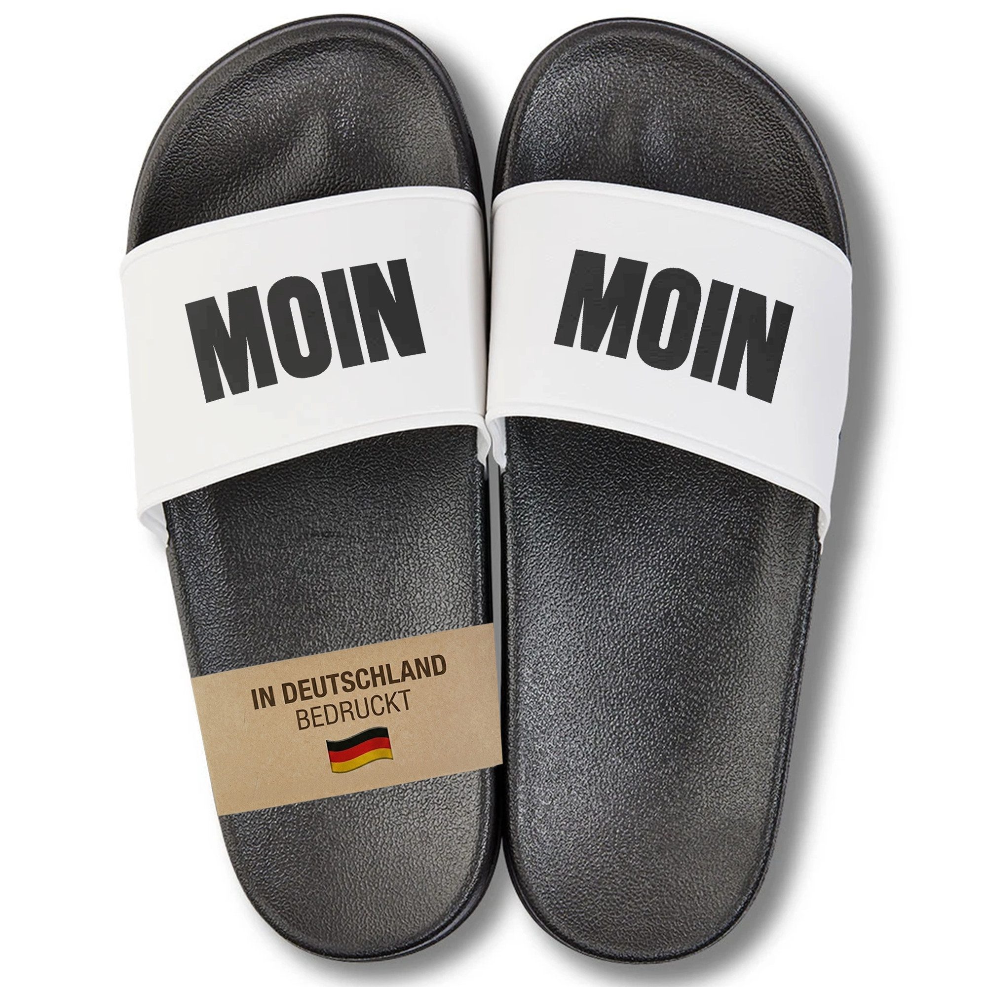 22Feels Geschenk Moin Moin Badelatschen Nordsee Ostsee Männer Frauen Badepantolette IN DEUTSCHLAND BEDRUCKT