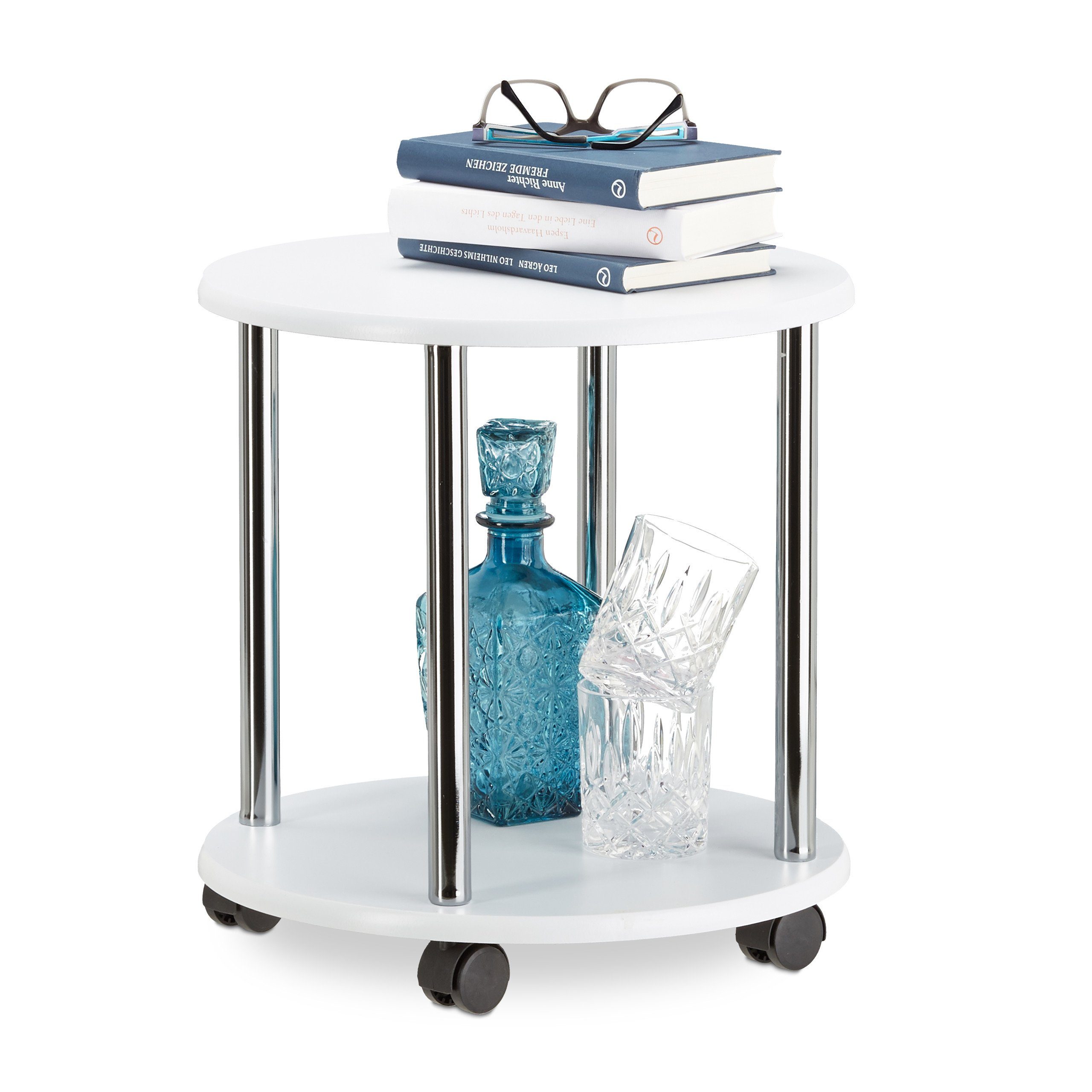 relaxdays Beistelltisch rollbar 2 Etage, rund günstig online kaufen