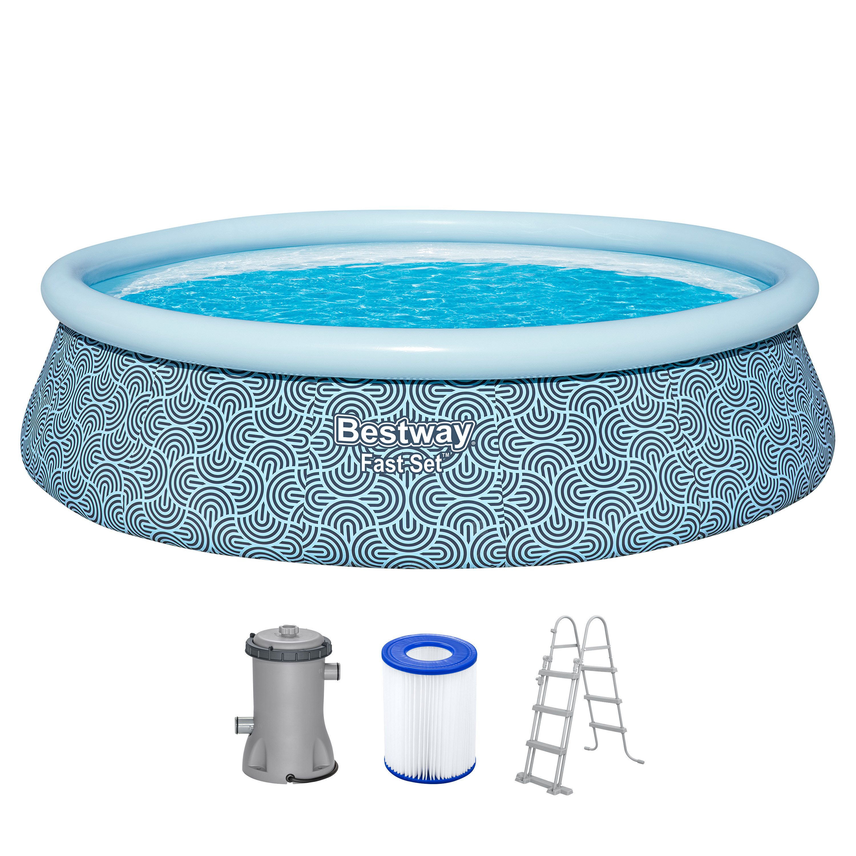 Bestway Quick-Up Pool Fast Set™ (Set, Inkl. Filterpumpe, Sicherheitsleiter), Ø 457 x 107 cm