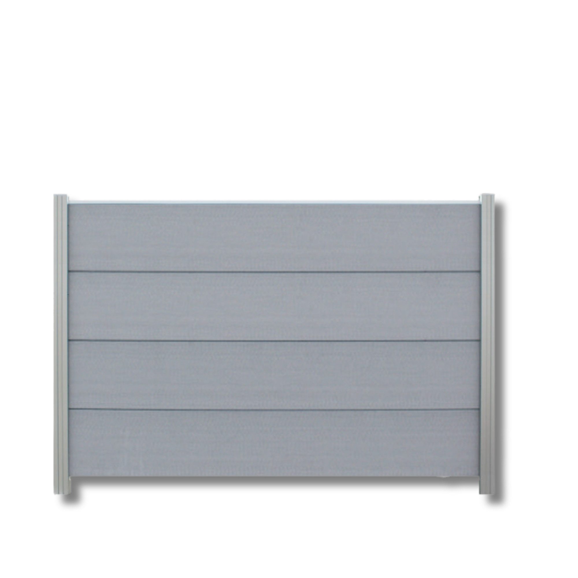 WPC Profi Zaun XL Sichtschutz Windschutz Alu Pfosten Garten Steingrau Grau 180x120 cm, (Komplettset, mit Start- und Abschlussleisten, Pfosten und Zubehör)
